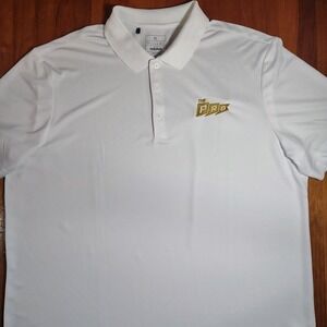 Adidas The Pro White Gold Logo Golf Polo Shirt Men's XL Polyester
